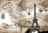 Fototapet - Turnul Eiffel pe fundalul cărților maro
