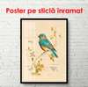 Постер - Голубая птичка на ветке, 60 x 90 см, Постер в раме, Прованс