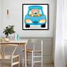 Постер - Мишка за рулем авто, 100 x 100 см, Постер на Стекле в раме, Для Детей