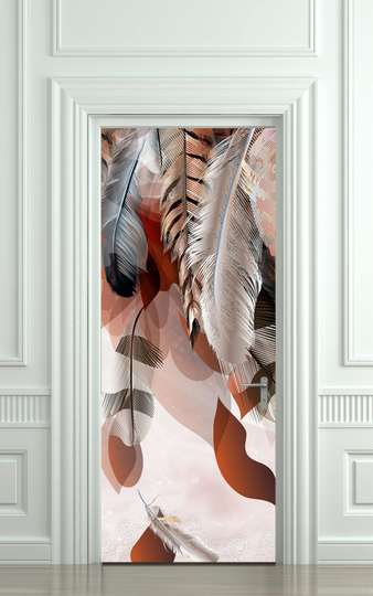 3Д наклейка на дверь, Перья, 60 x 90cm, Наклейка на Дверь