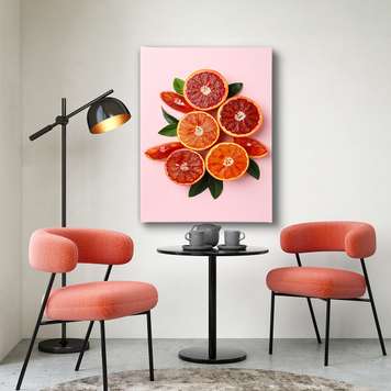 Poster - Fresh Orange Fruits, 30 x 45 см, Canvas on frame, Food and Drinks