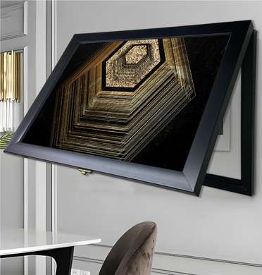 Мультифункциональная Картина - Золотая геометрия, 40x60cm, Черная Рама