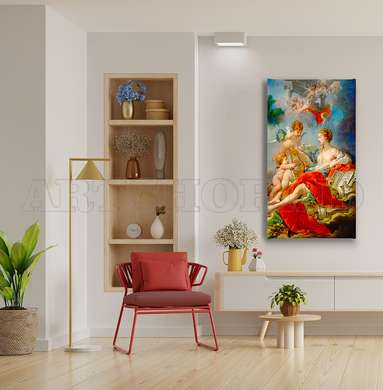 Poster - Cupid and The Naked Beauty, 45 x 90 см, Framed poster on glass, Picturi