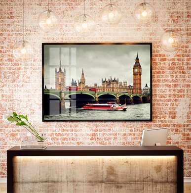 Постер - Лондон на закате, 90 x 60 см, Постер в раме, Города и Карты