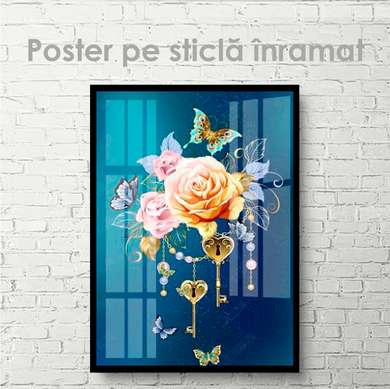 Poster - Cheia de la inimă - Florile, 30 x 45 см, Panza pe cadru, Flori