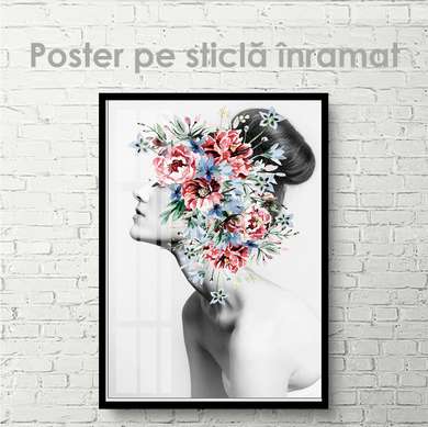 Poster - Pink flowers, 30 x 45 см, Canvas on frame, Black & White