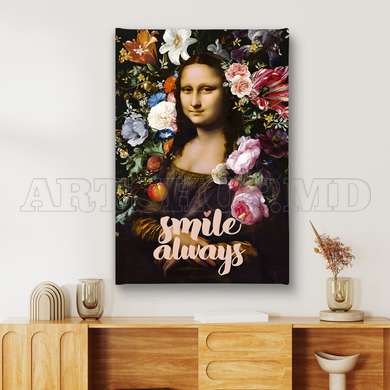 Poster - Always smile, 60 x 90 см, Framed poster on glass, Famous People