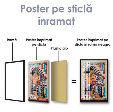 Постер - Цветочный принт на винтажной бумаге, 100 x 100 см, Постер на Стекле в раме, Винтаж
