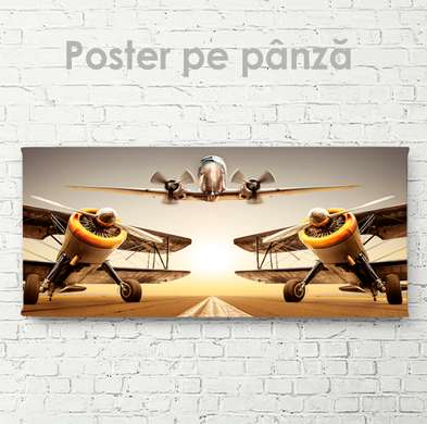 Постер - Самолеты, 90 x 45 см, Постер на Стекле в раме, Транспорт