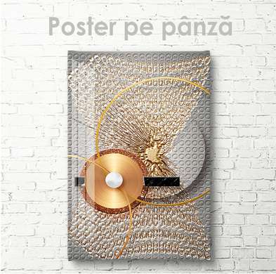 Poster - Golden elements, 60 x 90 см, Framed poster on glass, Abstract