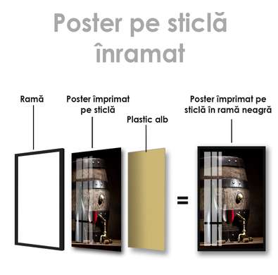 Poster - Wine set, 60 x 90 см, Framed poster on glass, Food and Drinks