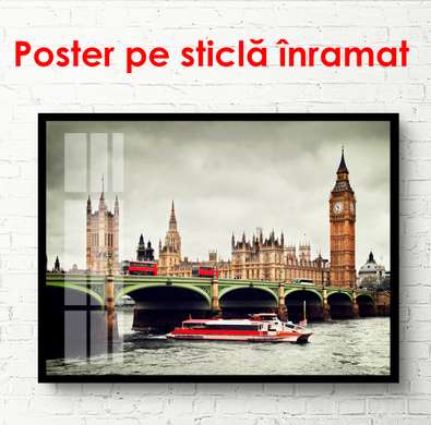 Постер - Лондон на закате, 90 x 60 см, Постер в раме, Города и Карты