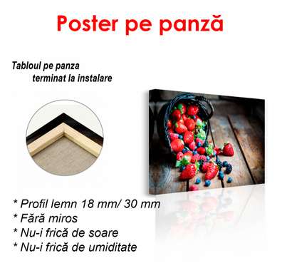 Poster - Berries scattered on the floor, 90 x 60 см, Framed poster on glass, Food and Drinks