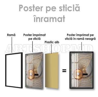 Постер - Золотые элементы, 60 x 90 см, Постер на Стекле в раме, Абстракция