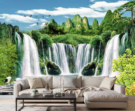 Wall Mural - Waterfall on a tropical island