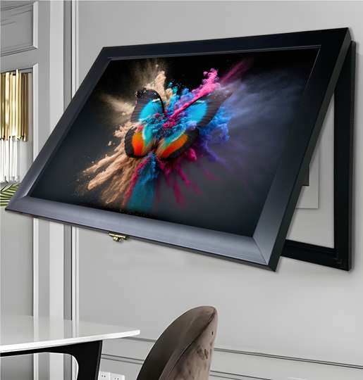 Multifunctional Wall Art - Colorful Butterfly, 40x60cm, Black Frame