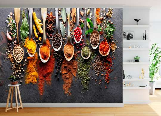Wall Mural - Spices in spoons