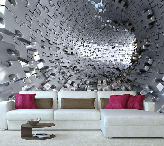 3D Photomurals, 3D gray tunnel