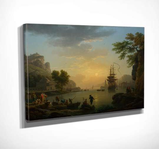 Постер - Закат на берегу море, 45 x 30 см, Холст на подрамнике