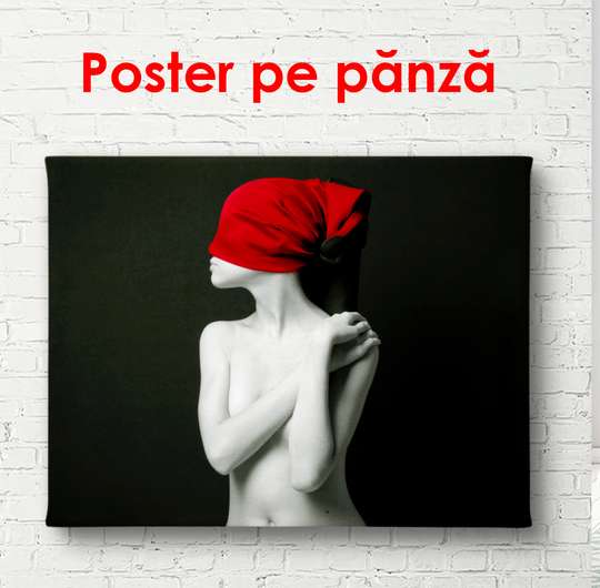 Постер - Красный платок, 90 x 60 см, Постер в раме, Ню