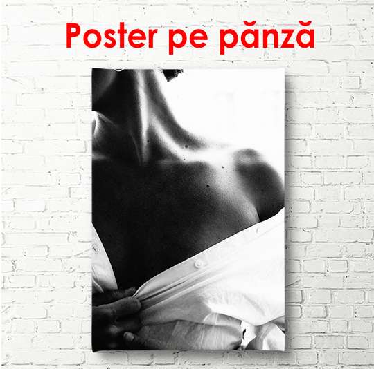 Poster - Fată în cămașă, 30 x 60 см, Panza pe cadru, Nude