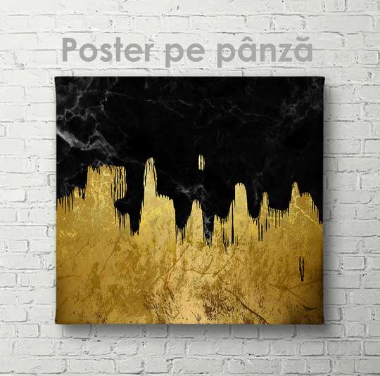 Poster - Metal negru-auriu, 40 x 40 см, Panza pe cadru, Abstracție