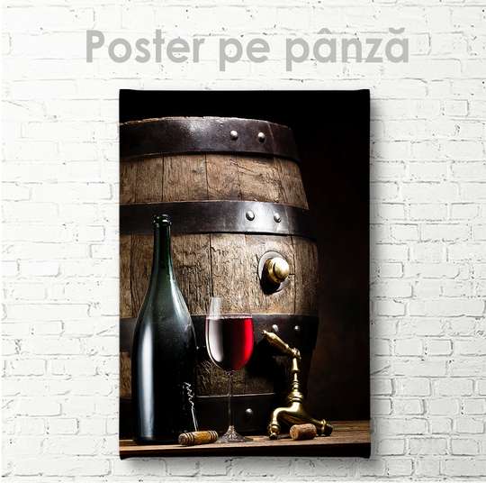 Постер - Винный комплект, 30 x 45 см, Холст на подрамнике