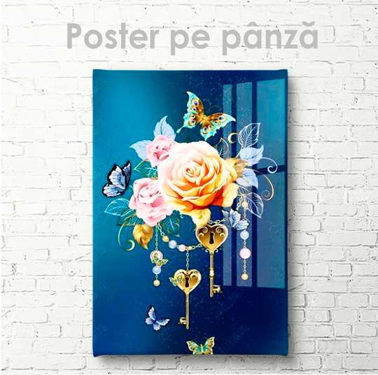 Poster - Keys from the heart - Flowers, 30 x 45 см, Canvas on frame