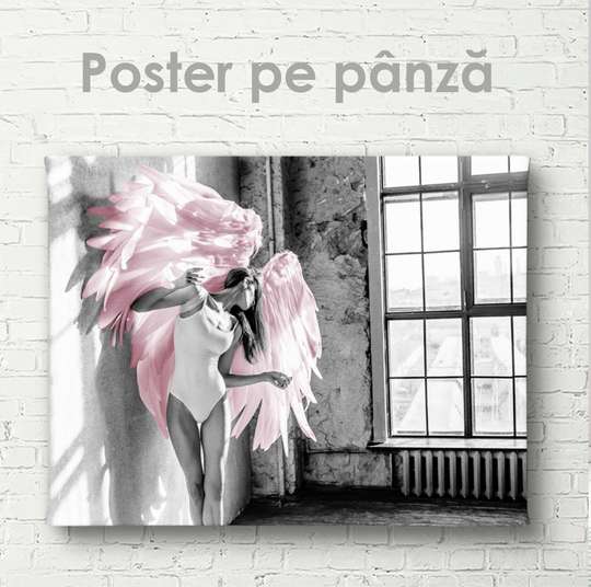 Постер - Розовые крылья 2, 45 x 30 см, Холст на подрамнике, Ню