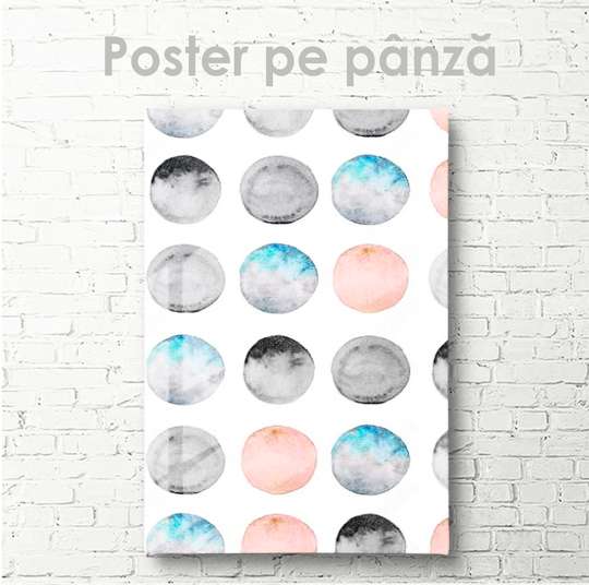 Постер - Акварельные луны, 30 x 45 см, Холст на подрамнике, Абстракция
