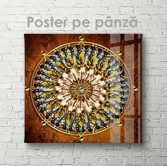 Poster - Abstract circle on brown background, 40 x 40 см, Canvas on frame, Abstract
