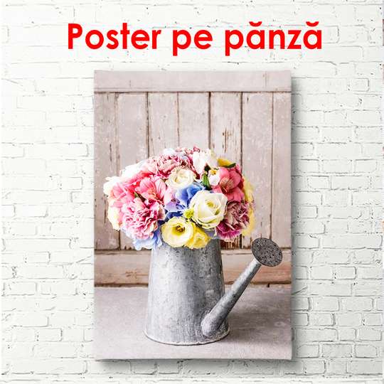 Poster - Watering can with flowers, 60 x 90 см, Framed poster
