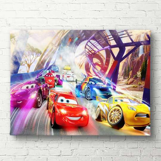Poster - Cars from the cartoon, 90 x 60 см, Framed poster