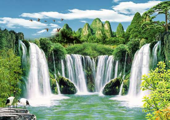 Wall Mural - Waterfall on a tropical island