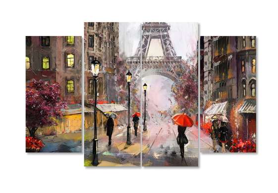 Modular picture, Rainy walk., 198 x 115
