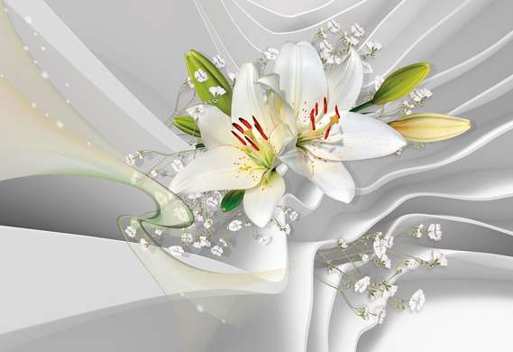 3D Wallpaper - Bouquet of white lilies