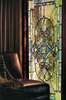 Window Privacy Film, Decorative stained glass geometry in green colors, 60 x 90cm, Transparent