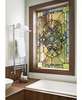 Window Privacy Film, Decorative stained glass geometry in green colors, 60 x 90cm, Transparent