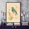 Poster - Pasărea albastră pe o ramură, 60 x 90 см, Poster înrămat, Provence