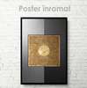 Poster - Golden sun in black-grey background, 60 x 90 см, Framed poster on glass, Abstract