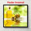 Poster - Glass bottle with olive oil, 100 x 100 см, Framed poster