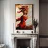 Poster - The girl in the red dress, 45 x 90 см, Framed poster on glass, Glamour