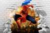 Fototapet 3D - Spiderman pe fundalul unui perete spart