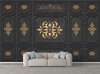 Wall Mural - Golden patterns on a gray wall in a classic style