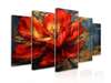 Tablou Multicanvas, Floare de mac rosu pe fundal abstract, 206 x 115