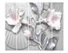 Ширма - Белые цветы с серебряными листьями на серебряном фоне, 3