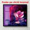 Poster - Pink flower on purple background, 100 x 100 см, Framed poster, Flowers