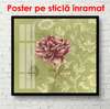 Poster - Pink flower on a green background, 100 x 100 см, Framed poster, Provence