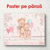 Poster - Urși pe un fundal roz, 90 x 45 см, Poster înrămat, Pentru Copii