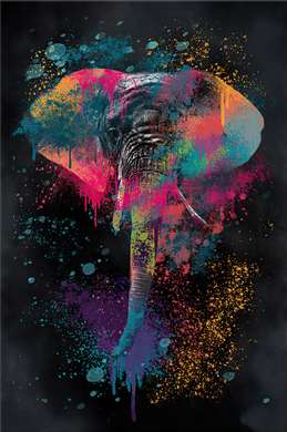 Постер, Абстрактный слон, 60 x 90 см, Постер на Стекле в раме, Животные